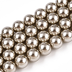 Glass Pearl Beads Strands, Round, Tan, 10mm, Hole: 0.6mm, about 43pcs/strand, 16.18''(41.1cm)(HY-G002-01E-13)