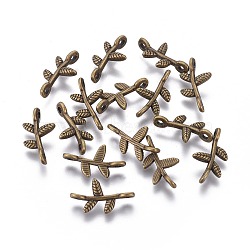 Tibetan Style Links Connectors, Lead Free & Cadmium Free, Branch, Antique Bronze, 17x9.5x3mm, Hole: 1mm(MLF0801Y)