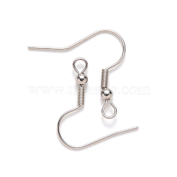 304 Stainless Steel Earring Hooks, Ear Wire, with Horizontal Loop, Stainless Steel Color, 20x22mm, Hole: 2mm(STAS-S111-001)