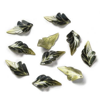 Acrylic Pendants, Leaf, Dark Slate Gray, 26~27x13~14x3~4mm, Hole: 1~1.4mm