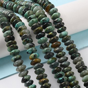 Natural African Turquoise(Jasper) Beads Strands, Saucer Beads, Rondelle, 6~6.5x3mm, Hole: 1mm, about 118~119pcs/strand, 15.35''(39cm)