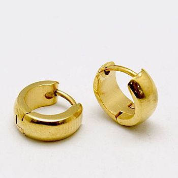 Personalized Unisex 304 Stainless Steel Huggie Hoop Earrings, Thick Hoop Earrings, Golden, 8.5~9x9~10x3.5~4mm, Pin: 0.5mm