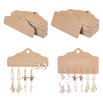 Elite 100Pcs 2 Style Plastic Earring Display Paper Cards, with Word, for Jewlery Display, Mixed Color, 100pcs/Set