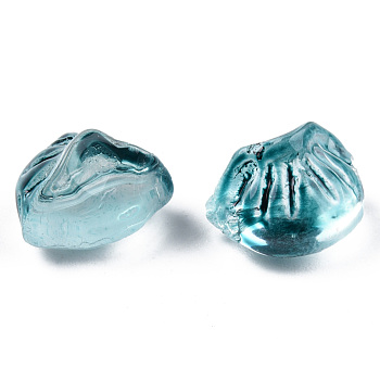 Transparent Spray Painted Glass Beads, Dumplings, Teal, 10x13x9mm, Hole: 1.2mm
