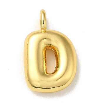 Brass Pendants, Real 18K Gold Plated, Letter D, 19x12x5.5mm, Hole: 3.3mm