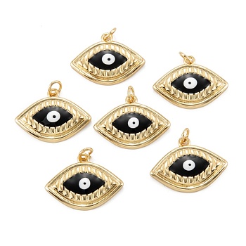 Brass Enamel Pendants, Long-Lasting Plated, Eye, Real 18K Gold Plated, 17.5x23x3.5mm, Hole: 3.4mm