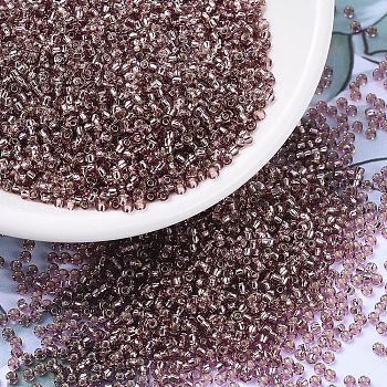 MIYUKI Round Rocailles Beads, Japanese Seed Beads, 11/0, (RR12) Silverlined Smoky Amethyst, 2x1.3mm, Hole: 0.8mm, about 50000pcs/pound