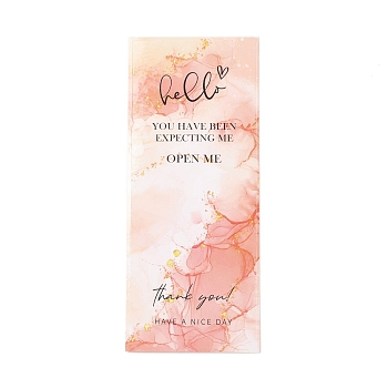Thank You Sticker, Paper Self Adhesive Stickers, Rectangle with Word YOU HAVE BEEN EXPECTING ME OPEN ME, Salmon, 15.5x6.3x0.01cm, 50 sheets/bag