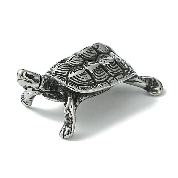 Retro 304 Stainless Steel Tortoise Figurines, for Home Office Desktop Decoration, Antique Silver, 27.5x46x20mm