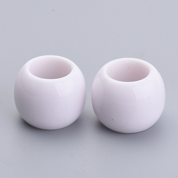 Opaque Acrylic Beads, Large Hole Beads, Round, White, 13.5x11mm, Hole: 6.5mm, about 465pcs/500g