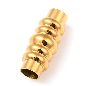 Vacuum Plating 304 Stainless Steel Magnetic Clasps with Glue-in Ends, Column, Golden, 21x8mm, Hole: 5mm