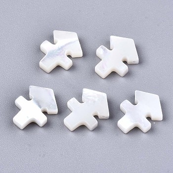 Natural White Shell Beads, Mother of Pearl Shell Beads, Top Drilled Beads, Constellation/Zodiac Sign, Sagittarius, 11.5x8.5x2.5mm, Hole: 0.8mm