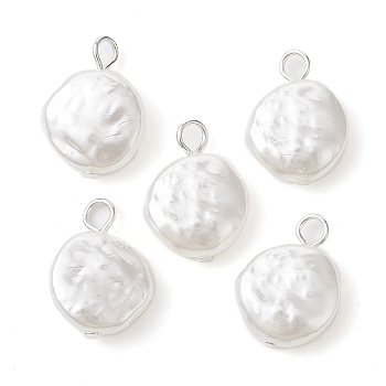 Acrylic Imitation Pearl Pendants, Flat Round, 20x14x5mm, Hole: 2.7mm
