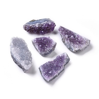 Natural Amethyst Druzy Geode Stones, Crystal Cluster Healing Stones Specimens Ornament, Home Decoration, Nuggets, 49~98x25~43x13~29mm, about 13pcs/1000g