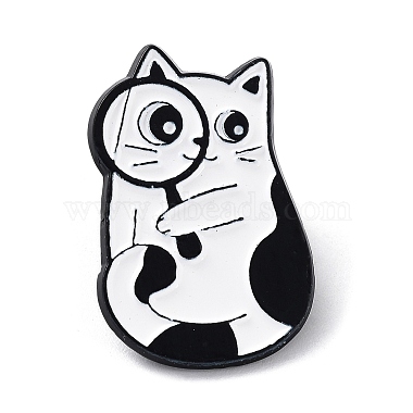 White Cat Shape Alloy+Enamel Enamel Pins