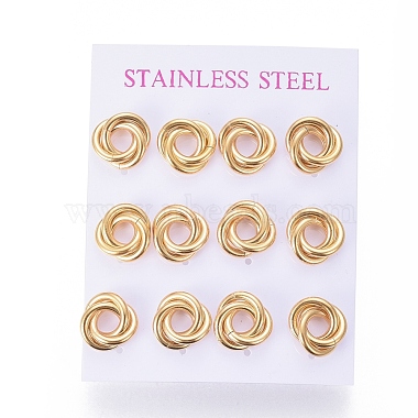 304 Stainless Steel Stud Earrings(EJEW-L241-02G)-3
