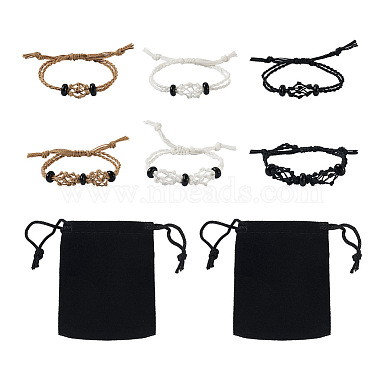 6Pcs Adjustable Braided Waxed Polyester Cord Macrame Pouch Bracelet Making(BJEW-FW0001-04)-2