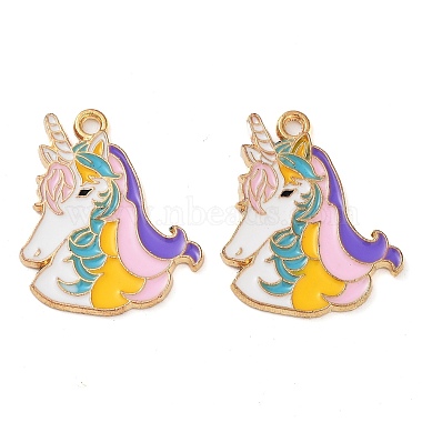 Golden Colorful Unicorn Alloy+Enamel Pendants