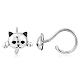 925 Sterling Silver Cute Cat Stud Earrings Half Huggie Hoop Earrings Zircon Stud Earrings Lovely Animal Ear Jewelry Gift for Women(JE1069A)-1