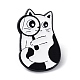 Cartoon Style Cat with Magnifying Glass Enamel Pins(JEWB-Q041-01B)-1