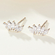 Five Petal Cubic Zirconia Marquise Rhodium Plated 925 Sterling Silver Stud Earrings(LO8075-2)-2