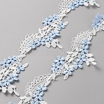 Polyester Embroidery Lace Trim, for Jewelry Making, Flower Shape, Garment Accessories, Cornflower Blue, 6.5~47x1mm(OCOR-WH0085-10A)