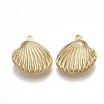 Brass Pendants, Scallop Shell Shape, Real 18K Gold Plated, 19x19x7mm, Hole: 1mm(X-KK-T038-59G)