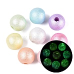 Luminous UV Plating Opaque Acrylic Beads, Textured Round, Glow in the Dark, Mixed Color, 15mm, Hole: 3.5mm, about 245pcs/500g(OACR-Q204-16MM-01)