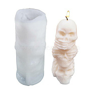 DIY Halloween Theme Skull-shaped Candle Making Silicone Statue Molds, Portrait Sculpture Resin Casting Molds, Clay Craft Mold Tools, White, 5x4.2x10.35cm(DIY-M033-01)