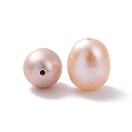 Natural Cultured Freshwater Pearl Beads, Half Drilled, Rice, Thistle, 8~9x7mm, Hole: 0.9mm(PEAR-P003-47)