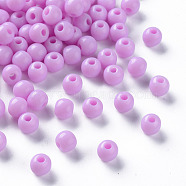 Opaque Acrylic Beads, Round, Violet, 6x5mm, Hole: 1.8mm, about 440pcs/50g(X-MACR-S370-C6mm-A03)