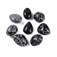 Natural Snowflake Obsidian Beads, Nuggets, No Hole, Tumbled Stone, 31~46x26.5~37x16.5~29mm(G-C140-07)