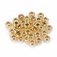 Alloy Spacers Beads, Rondelle, Lead Free and Cadmium Free, Donut, Antique Golden, Size: about 7mm diameter, 3mm thick, hole: 4mm(X-PALLOY-EA540Y-AG-LF)
