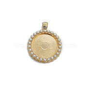 Alloy with Imitation Pearl Pendants Cabochon Settings, Flat Round, Golden, 25mm(PW-WG39587-03)