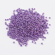 Glass Seed Beads, Dyed Colors, Round, Purple, Size: about 2mm in diameter, hole:1mm(E06900B2)