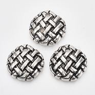 CCB Plastic Pendants, Flat Round, Antique Silver, 28x27.5x8.5mm, Hole: 3.5mm, about 170pcs/500g(CCB-T010-20AS)