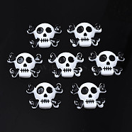 Opaque Resin Cabochons, Halloween Style, Skull, White, 21x28x7.5mm(X-CRES-N033-004C)