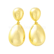 Teardrop Rack Plating Brass Studs Earrings, Long-Lasting Plated Dangle Earring for Women, Lead Free & Cadmium Free, Real 18K Gold Plated, 37x16mm(KK-Z038-16G)