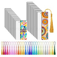 DIY Sublimation Blank MDF Wood Bookmarks, Rectangle Heat Transfer Bookmark, with Tassel Pendant, for Party Favor, Gift, Mixed Color, Bookmark: 94~144x28~29mm, 30pcs(OFST-PW0006-13)
