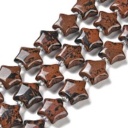 Natural Mahogany Obsidian Beads Strands, with Seed Beads, Star, 14~15.5x15~16x6.5~7mm, Hole: 1mm, about 24~25pcs/strand, 15.55''~15.95''(39.5~40.5cm)(G-NH0005-024)