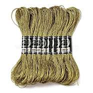 10 Skeins 12-Ply Metallic Polyester Embroidery Floss, Glitter Cross Stitch Threads for Craft Needlework Hand Embroidery, Friendship Bracelets Braided String, Dark Khaki, 0.8mm, about 8.75 Yards(8m)/skein(OCOR-Q057-A12)
