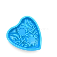 Heart with Word Pendant DIY Silicone Molds, Resin Casting Molds, for UV Resin, Epoxy Resin Jewelry Making, Valentine's Day, Dodger Blue, 72x65mm(PW-WG53101-02)