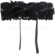 Vintage Lace Waist Strap Dress Fashion Ladies Belt, with Imitation Leather Finding, Black, 2550mm(DIY-WH0430-164)