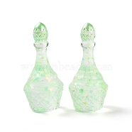 Dummy Bottle Transparent Resin Cabochon, with Sequins, Lawn Green, 33.5x15.5mm(RESI-E025-05A)