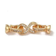 Rack Plating Brass Pave Clear Cubic Zirconia Fold Over Clasps, Long-Lasting Plated, Cadmium Free & Lead Free, Infinity, Golden, 32.5mm(KK-M285-31B-02G)