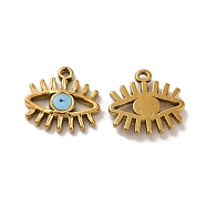 Ion Plating(IP) 304 Stainless Steel Enamel Charms, Evil Eye Charm, Golden, 12.5x13x2mm, Hole: 1mm(STAS-Q001-25G)