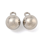 201 Stainless Steel Charms, Round Charm, Stainless Steel Color, 10x7x7mm, Hole: 1.8mm(STAS-O004-09E-P)