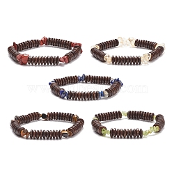 Natural Gemstone & Coconut Beaded Stretch Bracelet for Women, Inner Diameter: 2-1/8 inch(5.3cm)(BJEW-JB08407)