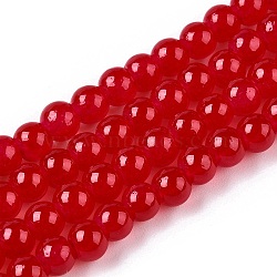 Baking Painted Imitation Jade Glass Round Bead Strands, Crimson, 4.5~5mm, Hole: 1mm, about 200~210pcs/strand, 31.4 inch(DGLA-Q021-4mm-05-A)