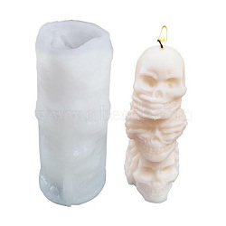DIY Halloween Theme Skull-shaped Candle Making Silicone Molds, Resin Casting Molds, Clay Craft Mold Tools, White, 5x4.2x10.35cm(DIY-M033-01)